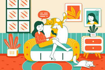 stay at home in flat design style