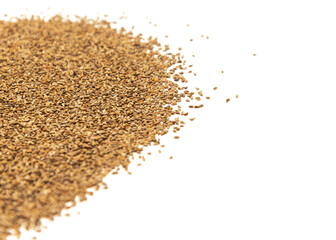 Parsley seeds isolated on white background close-up view