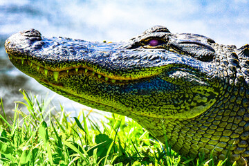 alligator in the grass