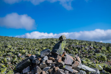 on the way to the summit of the Gaustatoppen in Norway  on a beautiful summer day