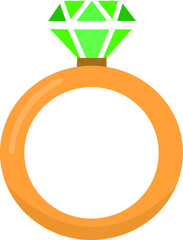 Emerald Ring Illustration. Gold ring with emerald stone