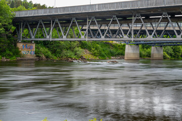 Fototapeta premium Long-term recordings on the Lägen river near Larvik in Norway where fishermen gather