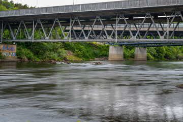 Fototapeta premium Long-term recordings on the Lägen river near Larvik in Norway where fishermen gather