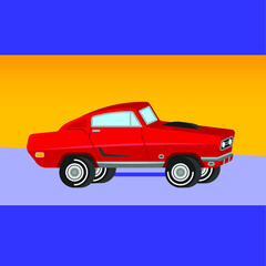 car on a blue background