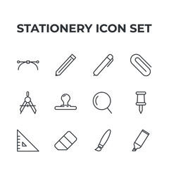 stationery set icon, isolated stationery set sign icon, vector illustration