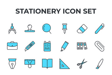 stationery set icon, isolated stationery set sign icon, vector illustration