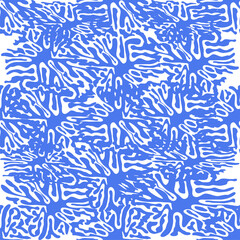 Splash seamless pattern, tiles in blue, indigo