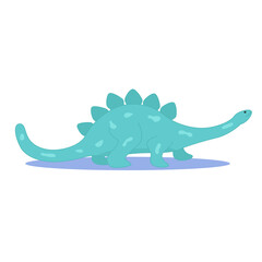 Cute dinosaur. Turquoise dinosaur on a white background Flat vector illustration