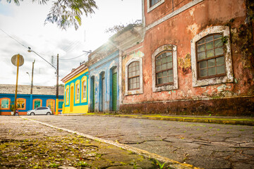 Cananéia, São Paulo, Brazil. Colonial architecture and colorful houses