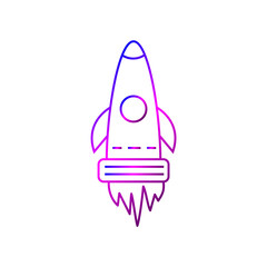 Cyberpunk rocket outline icon. Futuristic air craft. High tech technology