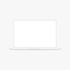 Clay Laptop Mockup with Blank Screen Front View. Vector illustration