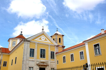 Fototapeta na wymiar The Yellow Chapel of Nuno Álvares College in the district of Ajuda, historical region of western Lisbon