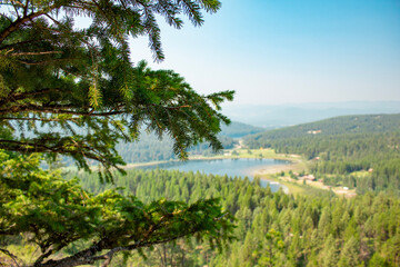 Fototapeta na wymiar Lion Mountain Trail in Whitefish Montana, Lookout point, landscape, lake and trees