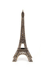 Miniature model of the Eiffel Tower (France, Paris) isolated on white background