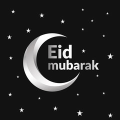 Eid Card template I Eid Mubarak Free Golden Metal color  Vector