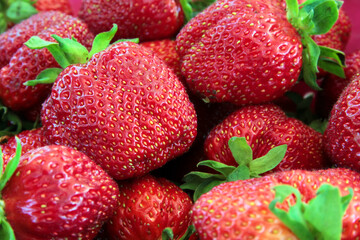 Fresh ripe juicy red strawberries.