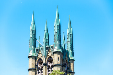 Obraz premium Colonial Neo-Gothic tower of the United Metropolitan Church in Toronto, Canada