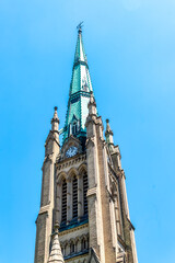 colonial steeple of saint james cathedral in toronto, canada