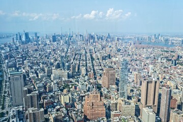 Aerial view of New York city from One World Observatory