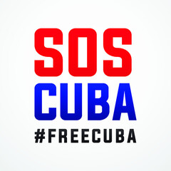 Free Cuba,  sos Cuba, modern creative minimalist banner, design concept, social media post, template with blue and red text on a light background 