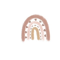 Digital illustration pastel rainbow. Boho design. Cartoon children clipart. Abstract valentines