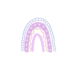 Digital illustration pastel rainbow. Boho design. Cartoon children clipart. Abstract valentines