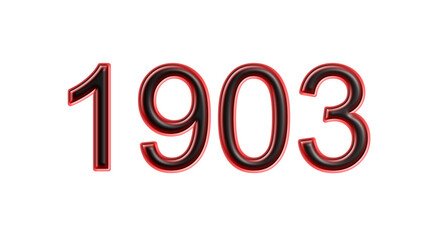 red 1903 number 3d effect white background