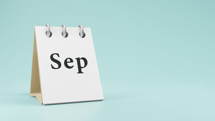 Sep on  paper desk  calendar  3d rendering