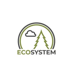 ecosystem color icon. environment, ecology and eco friendly symbol. fir tree in circle