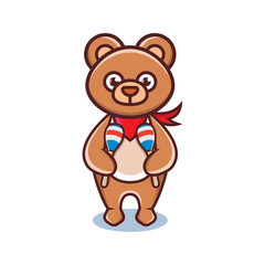 Obraz premium cartoon animal cute bear holding a maracas