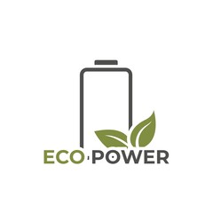 eco power color icon. eco friendly, sustainable and renewable energy symbol. battery with leaf