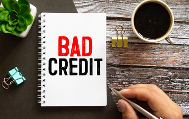Bad credit text concept isolated over white background