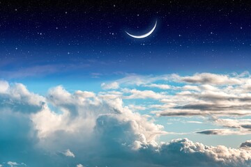 Naklejka na ściany i meble starry, night sky with clouds, background of religion