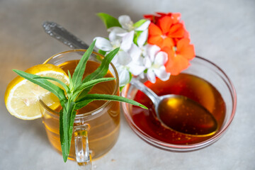 Natural honey with roses and citruses