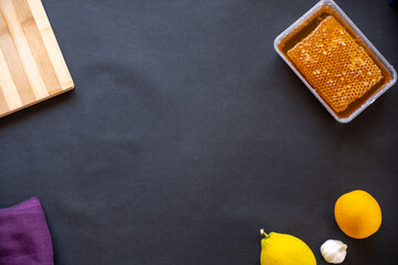 healthy honey with herbs,  ginger, garlic, and lemon