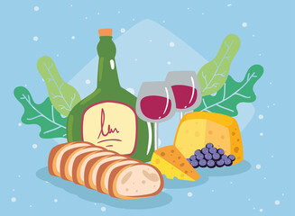 wine bottle and glasses of red wine