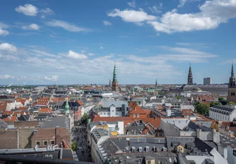 Deurstickers Aerial view of Copenhagen City and Kobmagergade pedestrian shopping street - Copenhagen, Denmark © diegograndi
