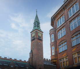Fototapeta na wymiar Copenhagen City Hall Tower - Copenhagen, Denmark