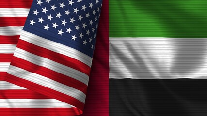United Arap Emirates and United States of America Realistic Flag – Fabric Texture 3D Illustration