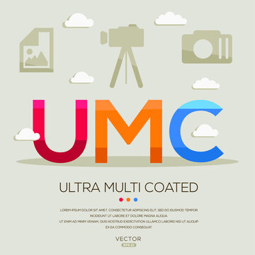 UMC mean (Ultra multi coated) photography abbreviations ,letters and icons ,Vector illustration.