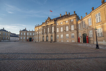 Fototapeta na wymiar Amalienborg Palace - Frederick VIII's Palace, Crown Prince frederik official residence - Copenhagen, Denmark