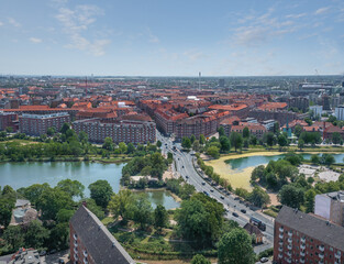 Fototapeta na wymiar Aerial view of Stadsgraven Canal and Amager Island - Copenhagen, Denmark