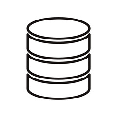 シンプルなデータベースの白黒細線アイコン/白背景