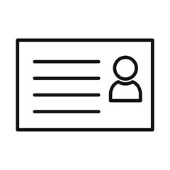 シンプルな身分証明書の白黒細線アイコン/白背景