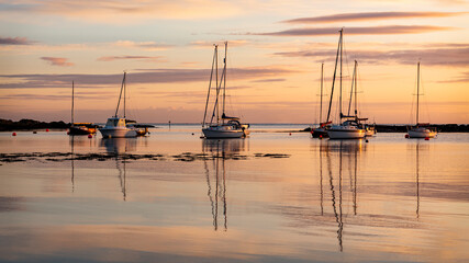 boats at sunrise