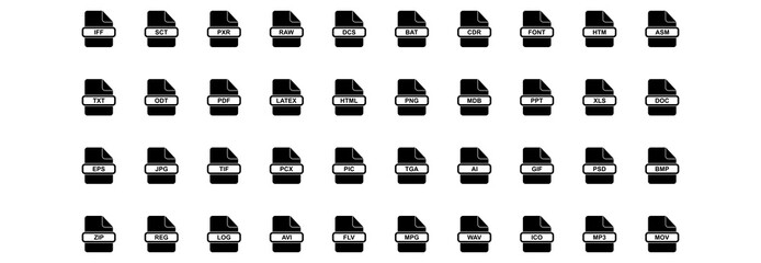 file format icon set vector sign symbol