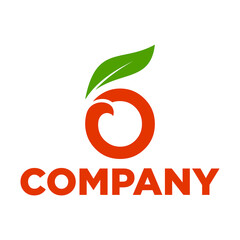 Abstract orange fruit logo design with letter O vector graphic