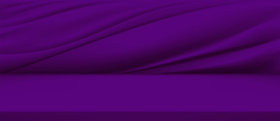 Purple silk background Design for catalog product advertising. Magenta fabric or silk background. Smooth silk texture vector.The luxury of fabric texture background. Closeup of rippled silk or cloth.