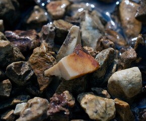 Close up of multicolored rocks.