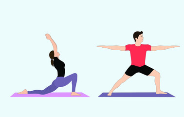 People doing yoga exercise vector